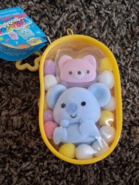 Squishmallows Yellow Case with Blue Koala and Pink Bear Minis